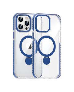 Skal Magsafe till iPhone 15 Pro - Transparent blå med ringstativ