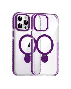 Skal Magsafe till iPhone 15 Pro Max - Transparent lila med ringstativ