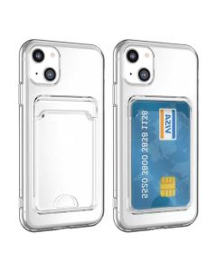 iPhone 15 Plus Stöttåligt Skal med Korthållare - Transparent- G-SP.se