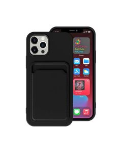 iPhone 13 Pro Max Silikonskal med Korthållare - Svart- G-SP.se