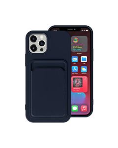 iPhone 13 Pro Silikonskal med Korthållare - Blå- G-SP.se