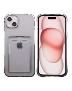 iPhone 15 Plus Stöttåligt Skal med Korthållare - Svart