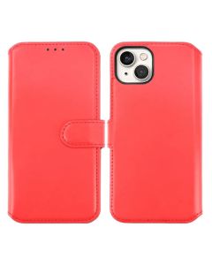 iPhone 15 Plus Plånboksfodral Läder Rvelon - Röd- G-SP.se