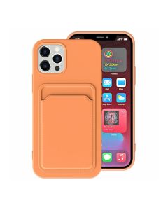 iPhone 15 Pro Max Mobilskal Silikon med Korthållare - Orange- G-SP.se