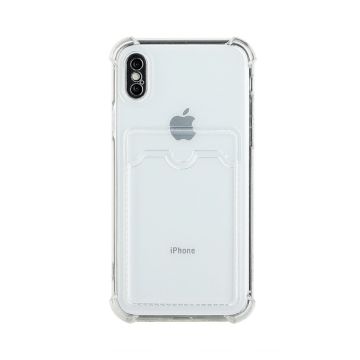 iPhone X/XS Stöttåligt Skal med Korthållare - Transparent- G-SP.se