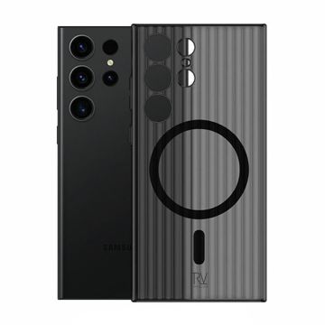 Samsung Galaxy S23 Ultra Mobilskal Korrugerad med Magnet Rvelon - Svart