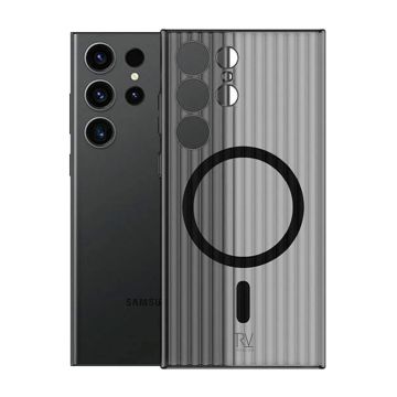 Samsung Galaxy S23 Ultra Mobilskal Korrugerad med Magnet Rvelon - Grå