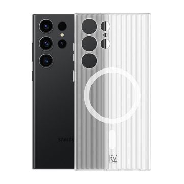 Samsung Galaxy S23 Ultra Mobilskal Korrugerad med Magnet Rvelon - Vit