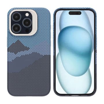 iPhone 15 Pro Skal med Magsafe och Utfällbart Stativ - Berg Blå