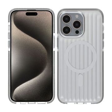 Mönstrat TPU Skal till iPhone 15 Pro med MagSafe - Silver