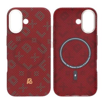 Mobilskal Aramidfiber för iPhone 17 - Röd med text