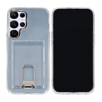 Samsung Galaxy S23 Ultra Mobilskal med Korthållare och Stativ Rvelon  - Transparent