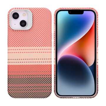 iPhone 13/14 Skal med Magsafe och Utfällbart Stativ - Randig Orange