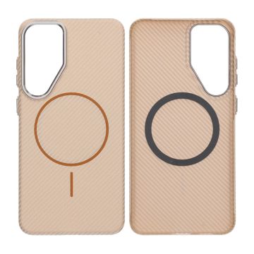 Samsung Galaxy S25 Mobilskal Carbonmönstrad - Guld