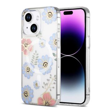 iPhone 14/15 Plus Mobilskal MagSafe - Blommor Röd/Blå