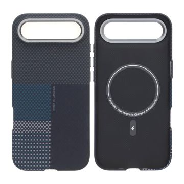 Mobilskal Aramidfiber för iPhone Air - Blå med rutnät