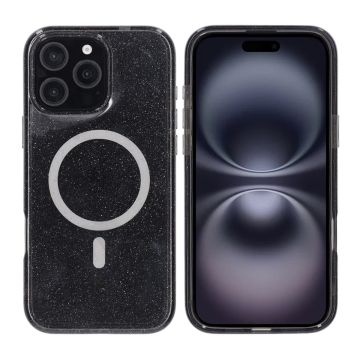 iPhone 16 Pro Max Rvelon Mobilskal TPU med MagSafe - Glitter Svart