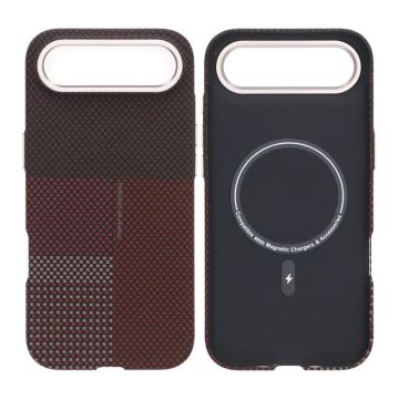 Mobilskal Aramidfiber för iPhone Air - Röd med rutnät