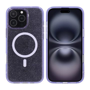 iPhone 16 Pro Max Rvelon Mobilskal TPU med MagSafe - Glitter Lila