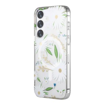 Samsung Galaxy S24 Mobilskal Magnet - Blommor Vit
