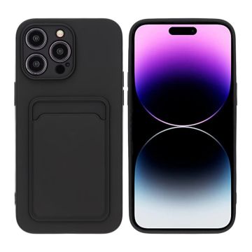 iPhone 14 Pro Max Silikonskal med Korthållare - Svart- G-SP.se