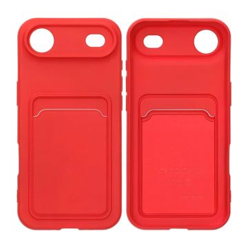 Mobilskal Silikon med Korthållare för iPhone Air - Röd