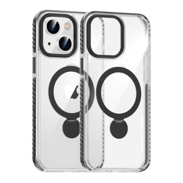 Skal Magsafe till iPhone 13 och 14 - Transparent svart med ringstativ