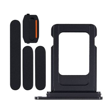 Knappar och Simkorthållare för iPhone 15/15 Plus - Svart