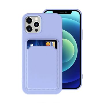 iPhone 14 Pro Silikonskal med Korthållare - Lila- G-SP.se