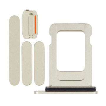 Knappar och Simkorthållare för iPhone 15/15 Plus - Gul