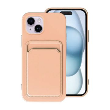 iPhone 15 Plus Mobilskal Silikon med Korthållare - Rosa- G-SP.se