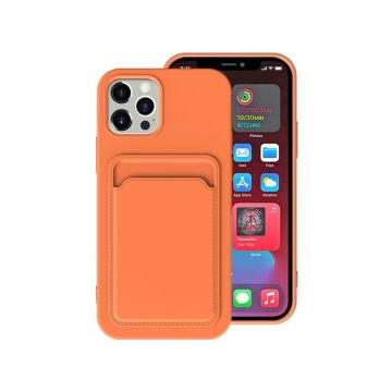 iPhone 13 Pro Max Silikonskal med Korthållare - Orange- G-SP.se