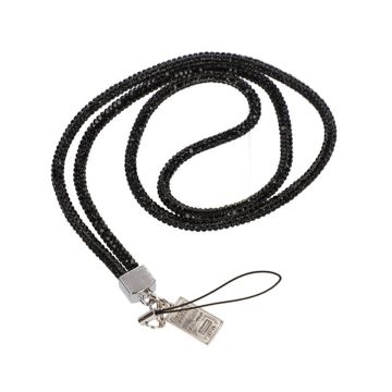 Mobilhalsband Snöre - Svart glitter