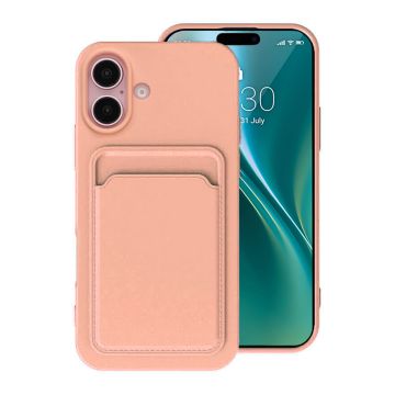 Mobilskal iPhone 16 Silikon med Korthållare - Rosa