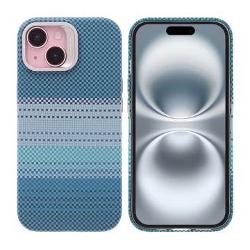 iPhone 15 Skal med Magsafe och Utfällbart Stativ - Randig Grön