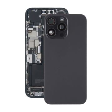 iPhone 15 Pro Max Baksida Glas med Magnet och Kameralins - Svart Titan
