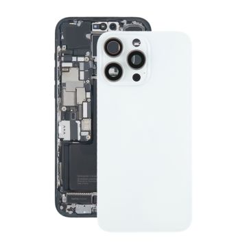 iPhone 15 Pro Max Baksida Glas med Magnet och Kameralins - Vit Titan