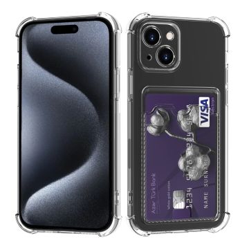 iPhone 15 Stöttåligt Skal med Korthållare - Transparent- G-SP.se