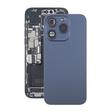 iPhone 15 Pro Max Baksida Glas med Magnet och Kameralins - Blå Titan