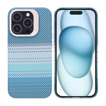 iPhone 15 Pro Skal med Magsafe och Utfällbart Stativ - Randig Grön