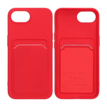 iPhone 16e Mobilskal Silikon med Korthållare - Röd