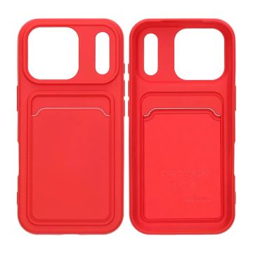 Mobilskal Silikon med Korthållare för iPhone 17 Pro - Röd