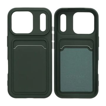 Mobilskal Silikon med Korthållare för iPhone 17 Pro - Militärgrön