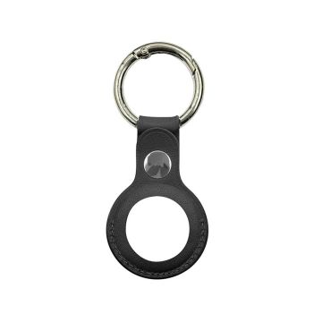 Apple Airtag Läderfodral Nyckelring - Svart- G-SP.se