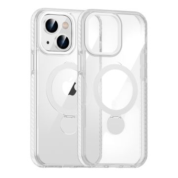 Skal Magsafe till iPhone 15 - Transparent vit med ringstativ