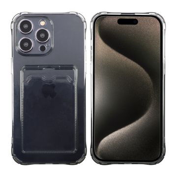 iPhone 15 Pro Max Stöttåligt Skal med Korthållare - Transparent