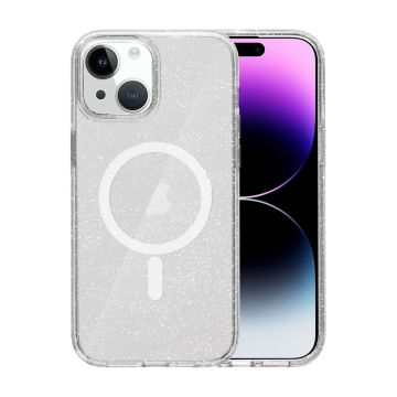 iPhone 14 Mobilskal Stöttåligt med Glitter - Transparent