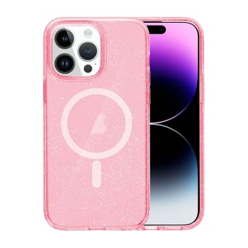 iPhone 15 Pro Mobilskal Glitter Magsafe - Rosa