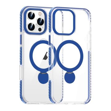 Skal Magsafe till iPhone 16 Pro Max - Transparent blå med ringstativ