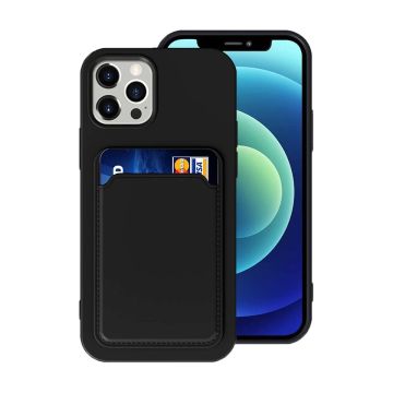 iPhone 14 Pro Silikonskal med Korthållare - Svart- G-SP.se